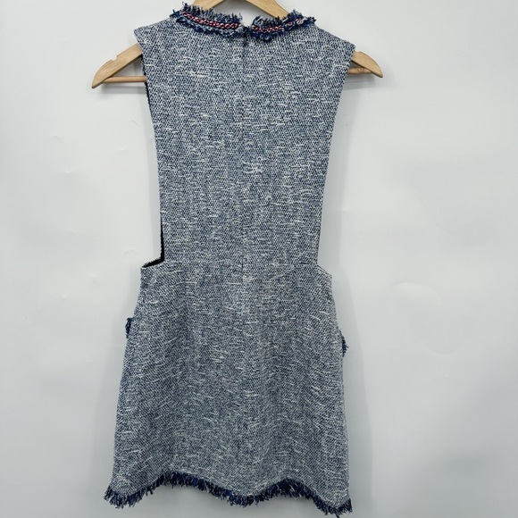 Zara Tweed Pinafore Dress Women’s XS Retro Style Apron Dress Fray Hem - Picture 3 of 13